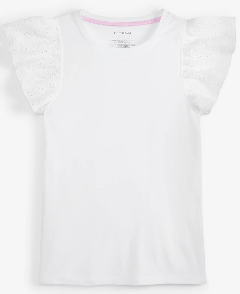 Big Girl Eyelet-Flutter-Sleeve Top, Exclusively at Macy's