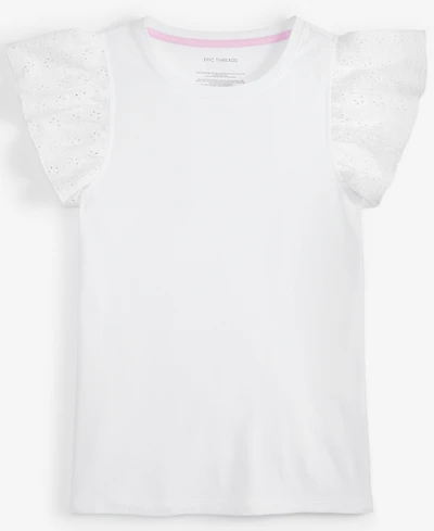 Big Girl Eyelet-Flutter-Sleeve Top, Exclusively at Macy's