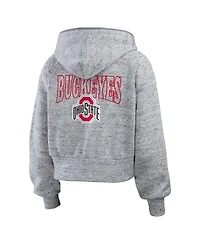 Wear by Erin Andrews Women's Heather Gray Ohio State Buckeyes Wear Speckle Double-Hit Raglan Full-Zip Hoodie