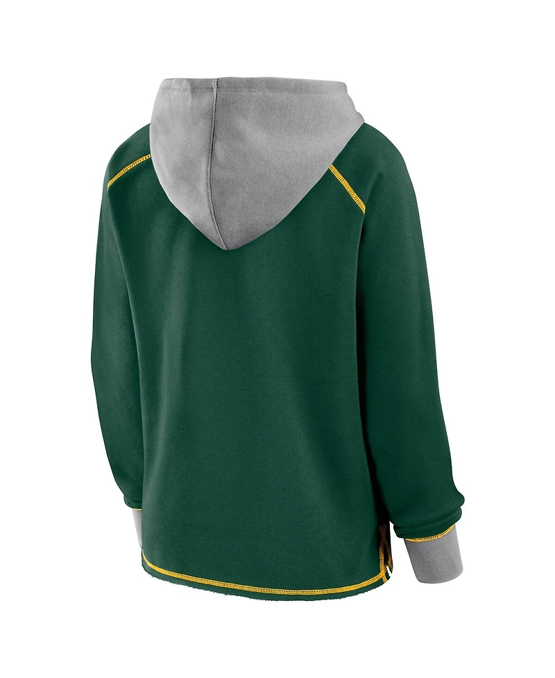 Logo Athletic Women's Green Green Bay Packers Boom Fleece Pullover V-Neck Hoodie