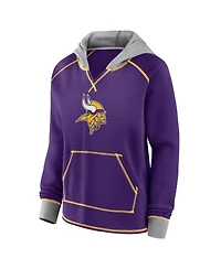 Logo Athletic Women's Purple Minnesota Vikings Boom Fleece Pullover V-Neck Hoodie