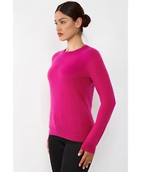 Jennie Liu Women's 100% Pure Cashmere Long Sleeve Crew Neck Pullover Sweater