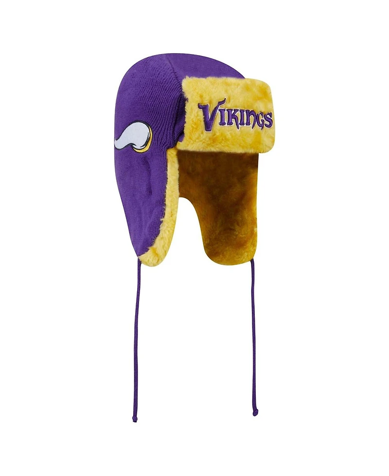 New Era Men's Purple Minnesota Vikings Helmet Head Trapper Knit Hat