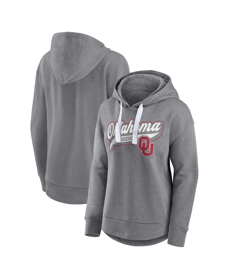 Fanatics Women's Heather Gray Oklahoma Sooners Tail Sweep Pullover Hoodie