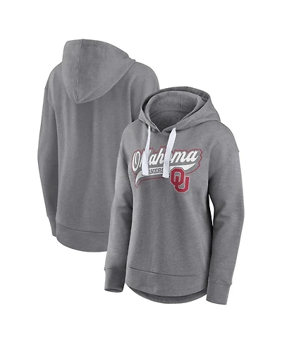 Fanatics Women's Heather Gray Oklahoma Sooners Tail Sweep Pullover Hoodie