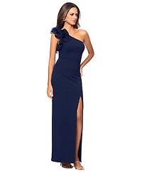 Xscape Petite One-Shoulder Ruffle Gown