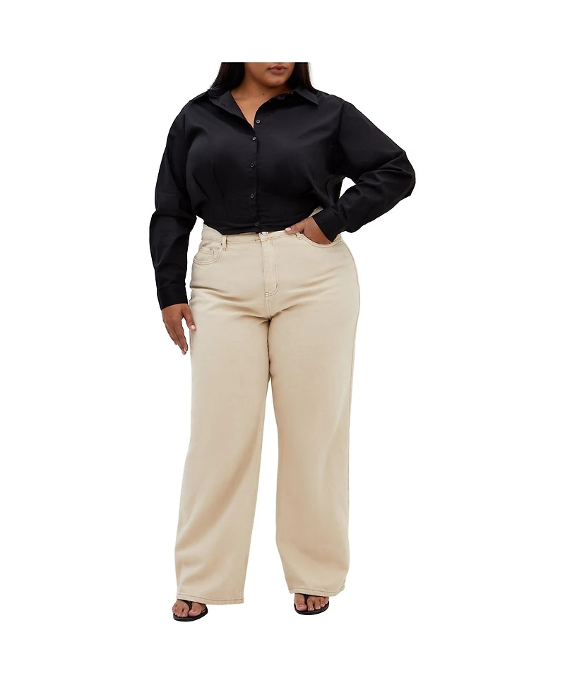 Plus Classic Crop Shirt