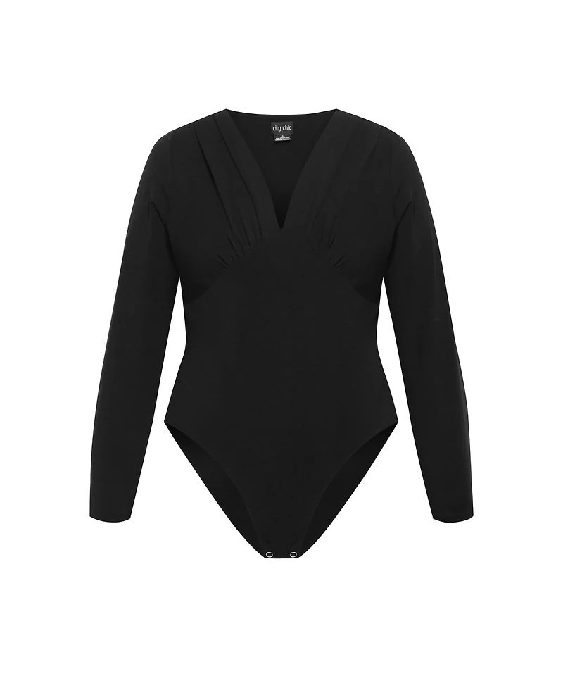 City Chic Plus Amelila Pleat Bodysuit