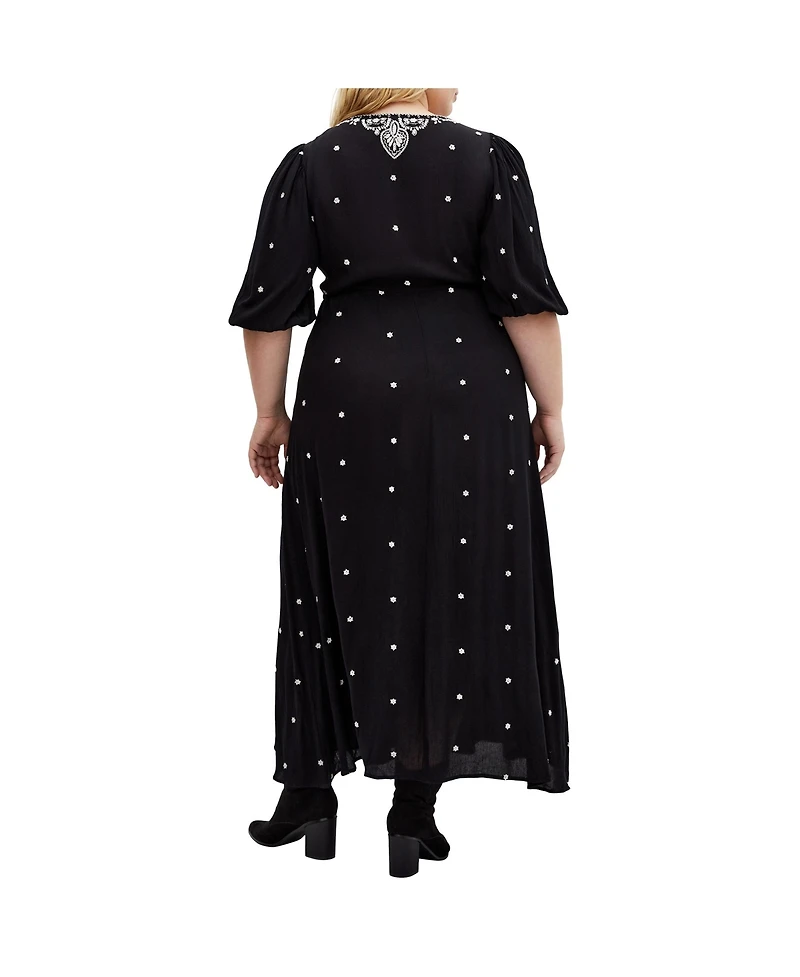 City Chic Plus Ulla Embroidered Dress