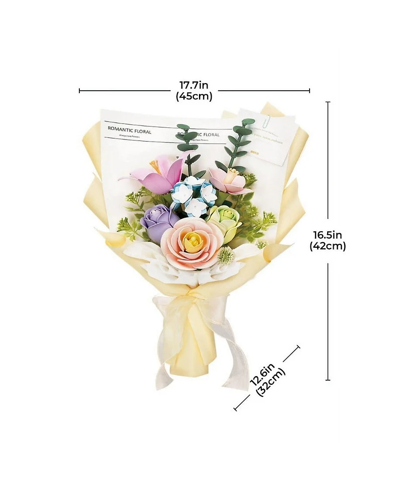 Robotime 3D Puzzles Flower Diy Assembly Craft Christmas Gift, Thanksgiving, Mother's Day, Birthday Gift Decoration, Multicolor, 17.70"16.50"12.60"