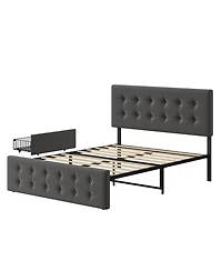 gaomon Full Size Bed Frame - 4 Storage Drawers, Adjustable Linen Headboard