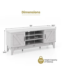 Gymax Farmhouse Tv Stand for TVs Up to 65 Inches w/ 2 Barn Door Cabinets & 4 Shelves