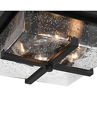 Franklin Iron Works Grambling 11 3/4" Farmhouse Flush-Mount Ceiling Light Fixture Kitchen Foyer 4-Light Rustic Black Finish