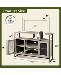 Wlive TV Stand 55 inch TvTall Entertainment Center with Storage Farmhouse Industrial Console for Bedroom Living Room