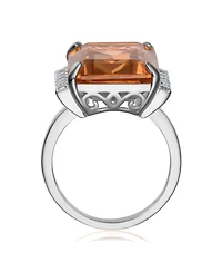 Sterling Silver 18K Rose Gold Plated with Pink and White Cubic Zirconia Accent Ring