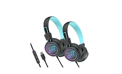 Mee audio KidJamz KJ55U (2 Pack) Usb-c Kid s Headphones w/ Led Lights