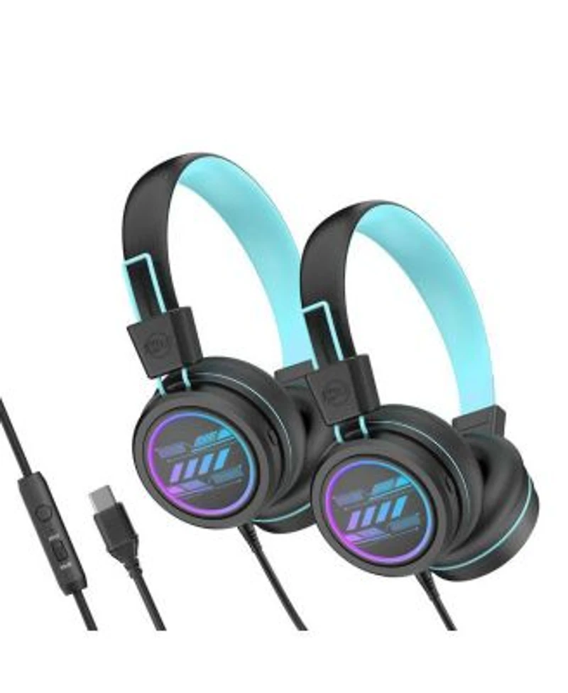 Mee Audio Kidjamz Kj55u 2 Pack Usb C Kid S Headphones W Led Lights