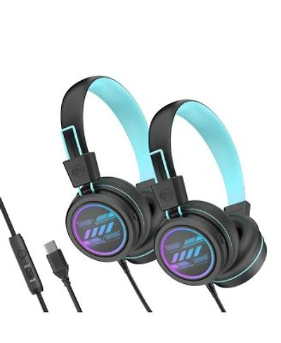 Mee Audio Kidjamz Kj55u 2 Pack Usb C Kid S Headphones W Led Lights
