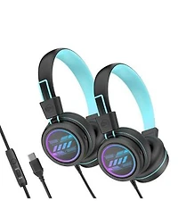 Mee Audio Kidjamz Kj55u 2 Pack Usb C Kid S Headphones W Led Lights