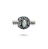 Bling Jewelry Synthetic Opal Scroll Milgrain Charm Bead in Sterling Silver European Bracelet