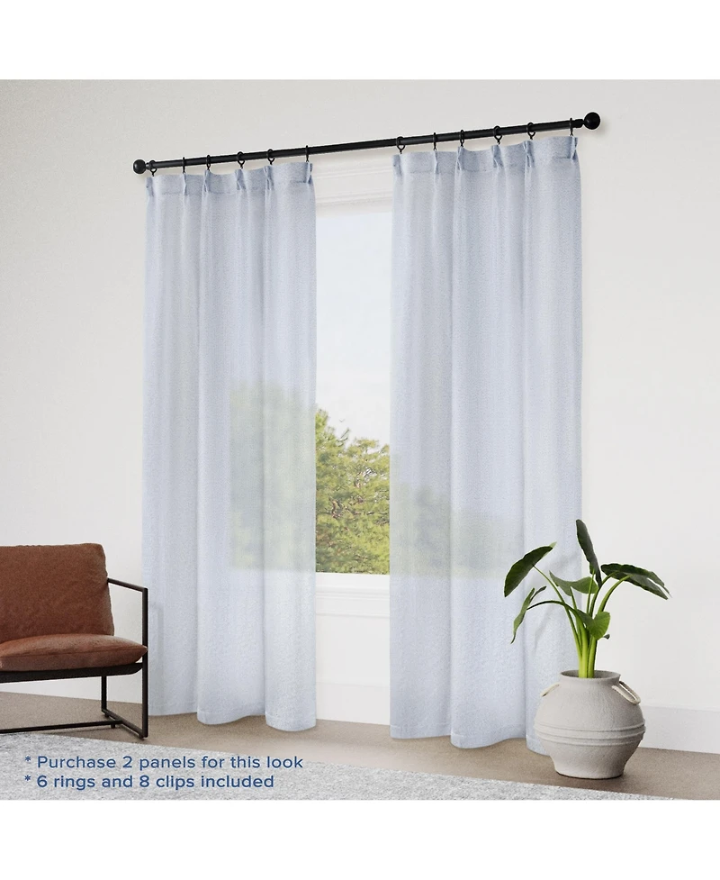 Awesome Home Madison Pinch Pleat Single Curtain Panel with Hooks and Rings, 38"X84"