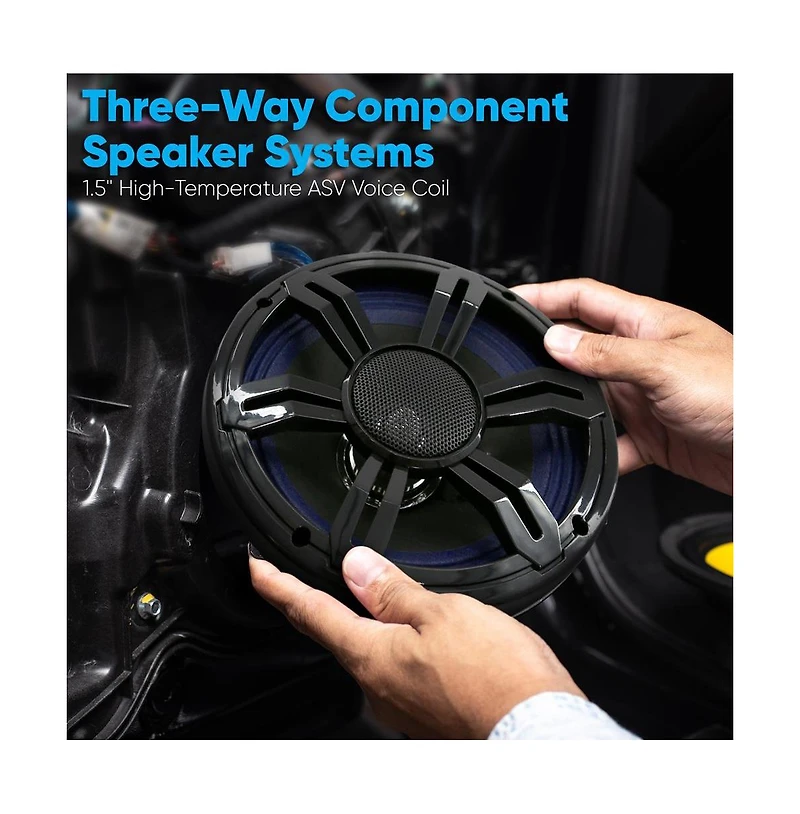Pyle 6.5'' Three-Way Component Speaker System, 150W, Black