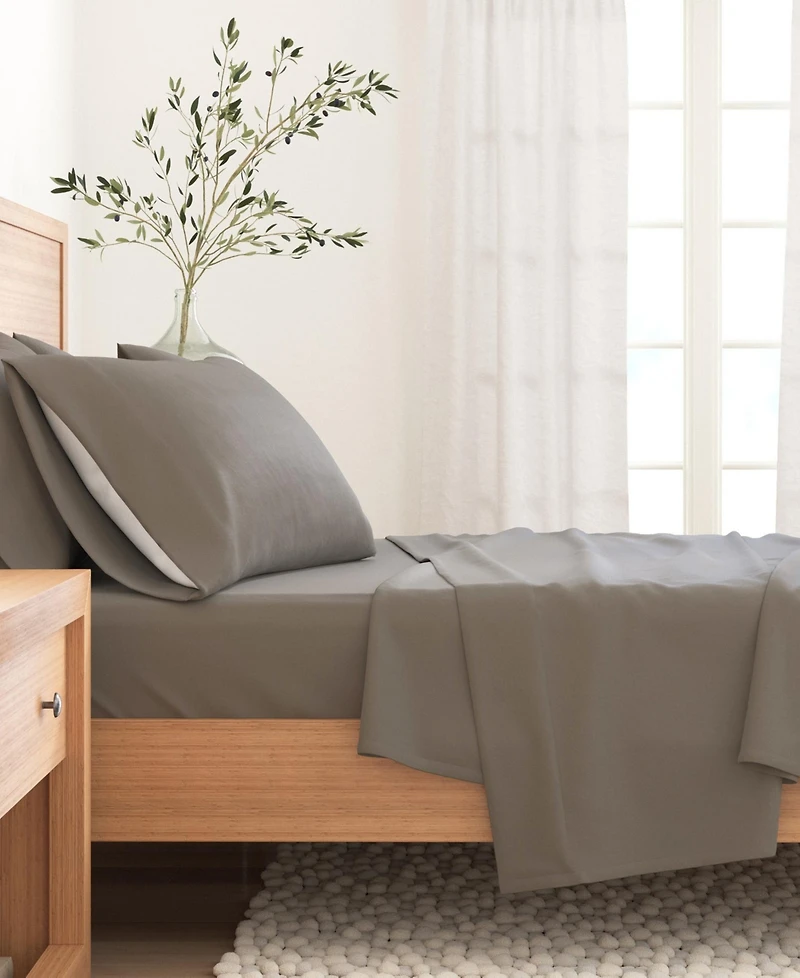 Linery & Co. Turkish Cotton Double-Brushed Solid Color Flannel Bed Sheet Set