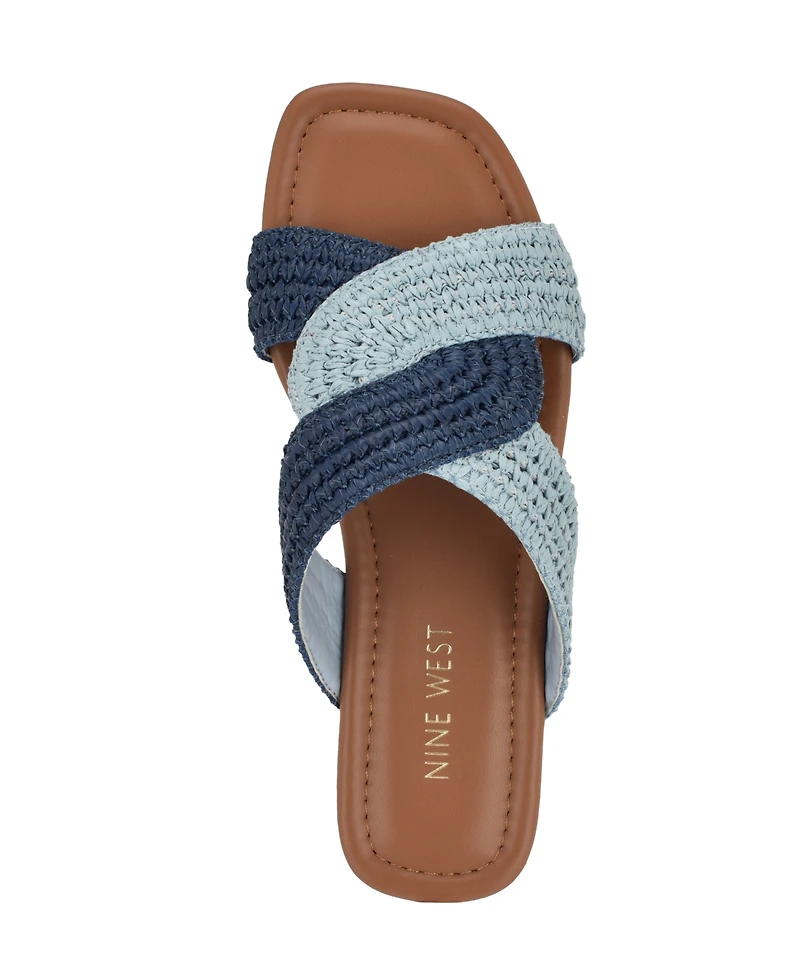 Nine West Women's Quara Woven Flat Slip-On Sandals