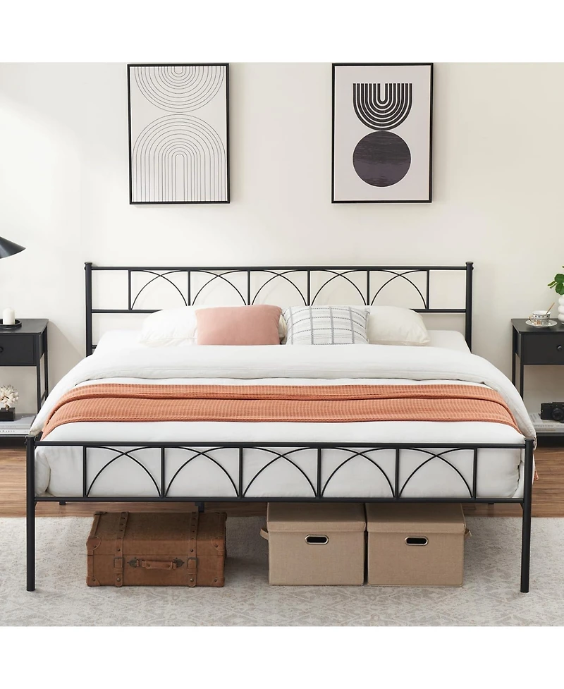 gaomon King Bed Frame with Headboard, 12.2" H Metal Platform Bed Frame