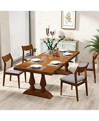 Gymax Wooden Dining Chair Set of w/ Rubber Wood Frame Wide Padded Seat