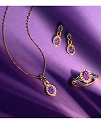 Le Vian Grape Amethyst (3/4 ct. t.w.) & Diamond (1/3 ct. t.w.) Halo Adjustable 20" Pendant Necklace in 14k Rose Gold