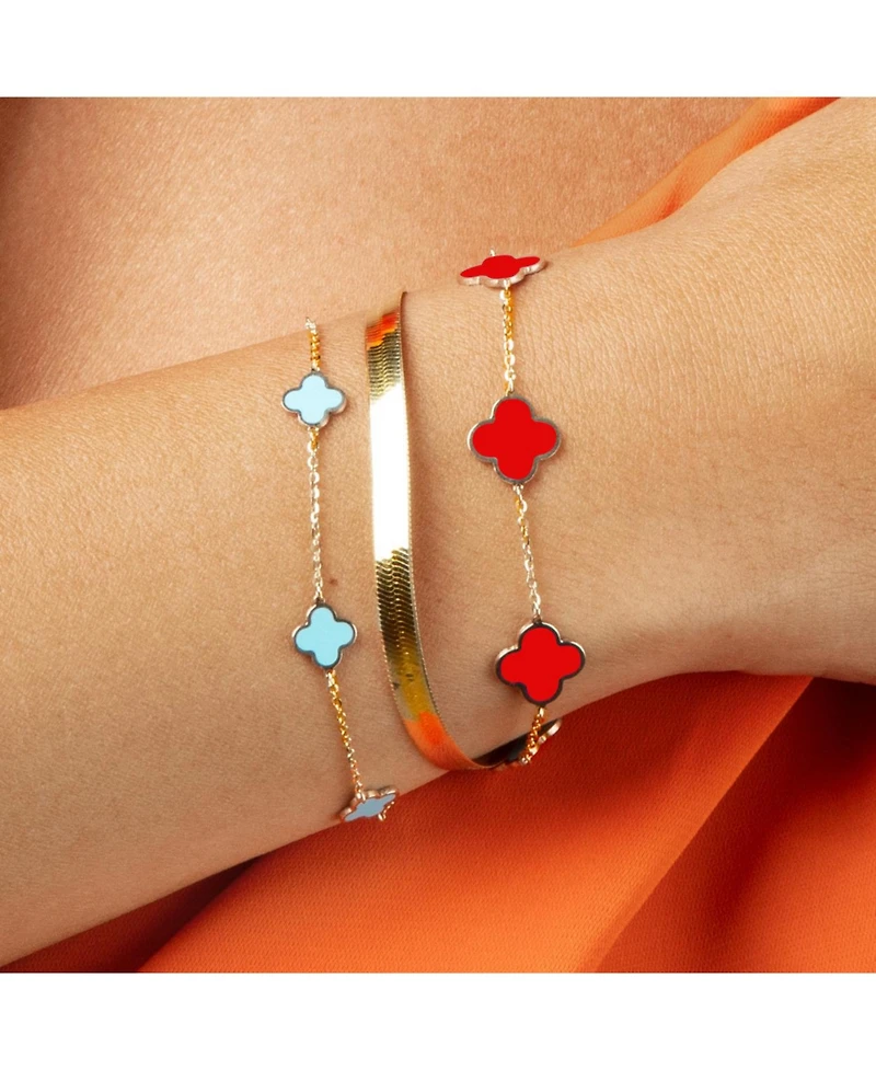 The Lovery Small Coral Clover Bracelet 14K Gold