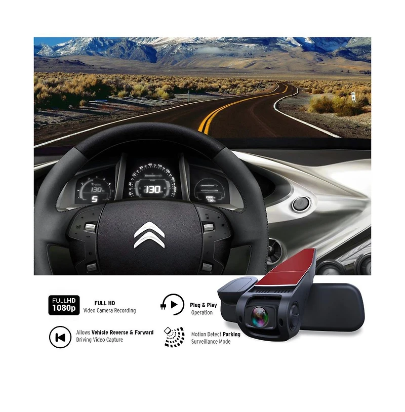 Pyle Dual Camera Car Dash Cam & Backup Camera, 1080p Full Hd, Waterproof