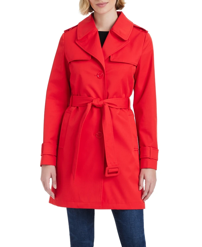 kate spade new york Women's Short Single-Breasted Pleated Back Trench Coat