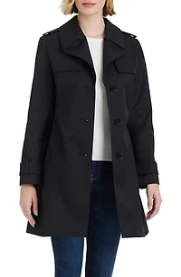 Kate Spade New York Women s Short Single-Breasted Pleated Back Trench Coat