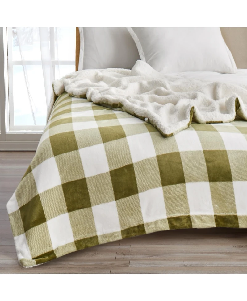 Linery & Co. Velvet Plush Reversible Sherpa Throw Blanket