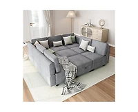 gaomon 139.4" Chenille Reversible Sectional Sofa, 9-Seater Modular Sectional Sofa, Comfy Sectional Sleeper Sofa Couch with Chaise, U-Shape Modular Cou