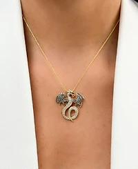 Le Vian Chocolate Diamond, Nude Diamond & Blackberry Diamond Dragon Pendant Necklace (1 ct. t.w) in 14k Honey Gold