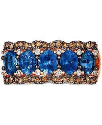 Le Vian Blueberry Sapphire (2-1/3 ct. t.w.), Chocolate Diamond (1/4 ct. t.w.) & Nude Diamond (1/10 ct. t.w.) Multi Row Ring in 14k Strawberry Gold