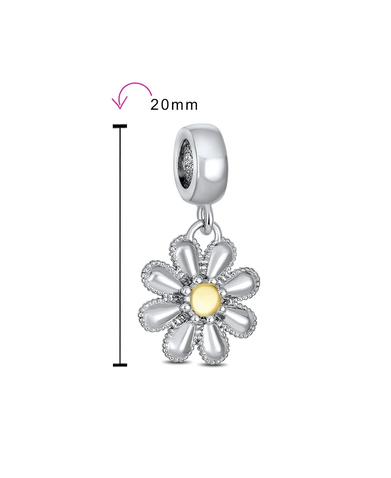 Bling Jewelry Sunflower Daisy Charm Bead Two-Tone Gold Plated Fits European Bracelet