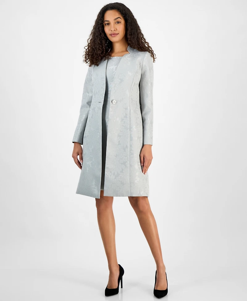 Le Suit Women's One-Button Long-Sleeve Topper Jacket & Sleeveless Sheath Dress Set, Regular Petite