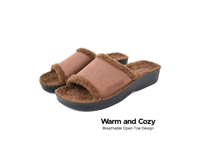 Aerothotic - Aspen Fuzzy Strap Ladies Arch Support Slides