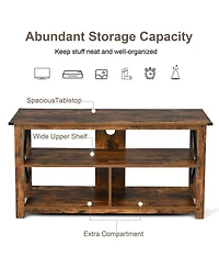 Gymax Modern Farmhouse Tv Stand Entertainment Center for Tv's up to 55'' w/Open Shelves