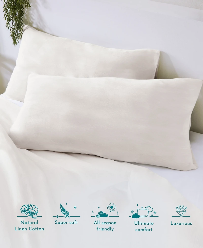3-Piece Duvet Cover Set, Luxury 100% Cotton Oversized King with 2 Pillow Shams, Button Closure, Corner Ties by California Design Den
