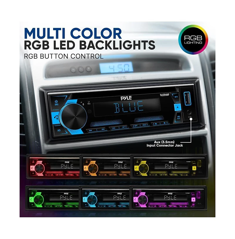 Pyle Single Din Bluetooth Cd/MP3 Stereo Receiver with Usb, Aux, Am/Fm Radio, 300W