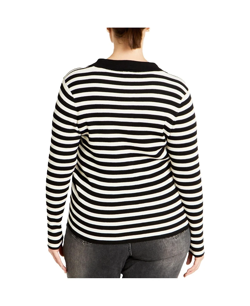 City Chic Plus Size Zola Stripe Sweater