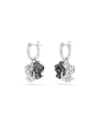 Swarovski Swan Black, Rhodium Plated Drop Earrings