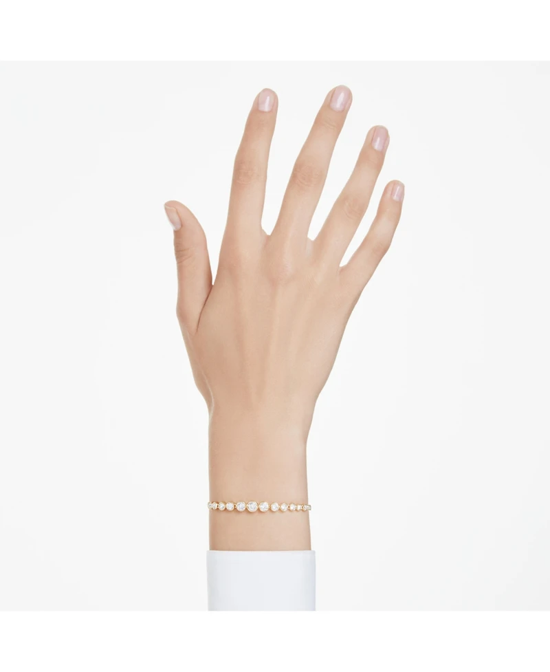 Swarovski Imber White, Gold-Tone Plated Mixed Round Cuts Tennis Bracelet