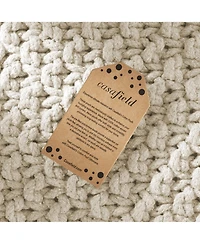 Casafield Square Pouf Ottoman, Navy Blue - 18.5" W x D 14.5" H Cotton Knit Foot Stool Boho Floor Pouffe for Living Room