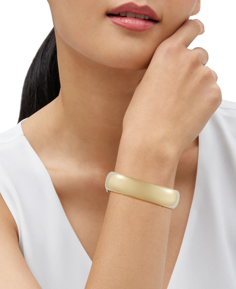 Polished Tube Hinge Wide Bangle Bracelet (18mm) in 18k Gold-Plated Sterling Silver